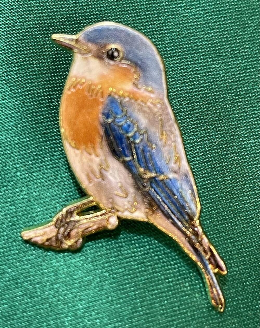 NWOT Multicolor Enamel Bird Lapel Pin Brooch Blue Orange Songbird Nature Pin